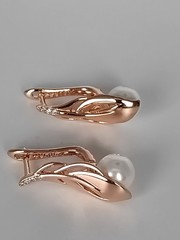 Vintage 1990-s 14 Ct Rolled Gold Pearls / Zircons Earrings – Hallmarked 585 RG