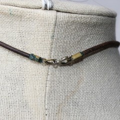 Vintage Star Pendant Leather Cord Necklace 18 Inch Brown Silver Tone Y2K Boho
