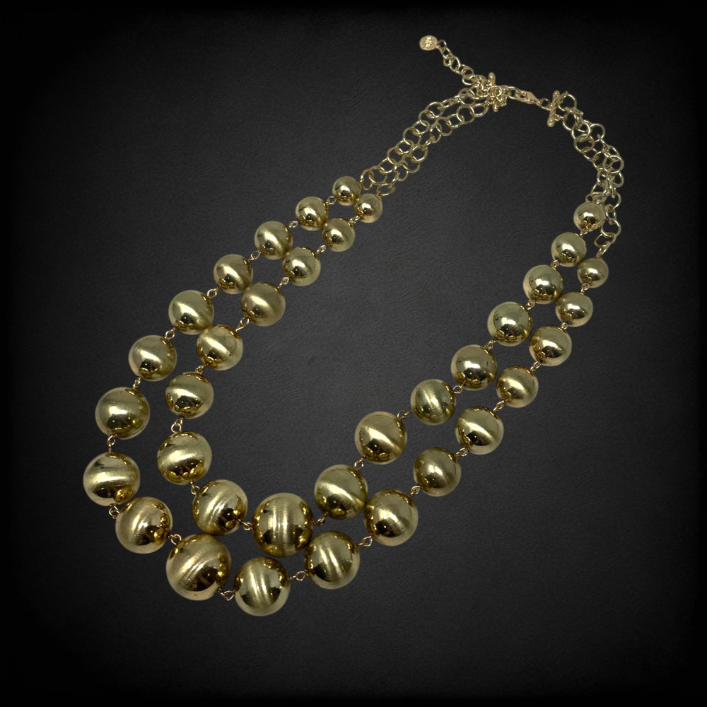 Vintage R.J. Graziano Graduated Beaded Necklace Oversize Statement Gold Tone