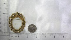 Vtg Porcelain Oval Picture Young Maiden Golden Toned Metal Brooch Pin Pendant!