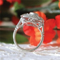 Vintage Art Deco Antique Ring 2CT Round Lab-Created Diamond 14K White Gold Over