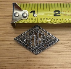 Vintage Art Deco Marsh & Son Sterling Silver Marcasite Monogram Brooch Pin AU AV