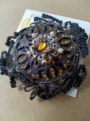 Pursuits, ltd Black Yellow Lace Beaded Butterfly Brooch Jewelry Victorian Gothic