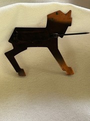 Vintage Modernist Origami Horse Pin: Copper Brass Bronze