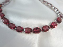 New Sterling Silver 925 Natural Rhodolite Pink Garnet Tennis Bracelet 7.5″