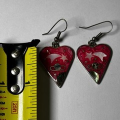 Vintage Alpaca Mexico Earrings Cosmic Heart Stars Pink Jewelry