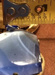For Parts / TLC VTG Lucite Cabochon Clear Blue 5 Link Bracelet Thermoset Jewelry