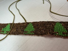 Vintage Necklace Belt Glass Seed Bead Pine Tree Pattern Art Deco Antique 36 in