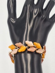 BSK Vintage Resin Bracelet/Earrings Set Fall Leaves Retro Chic Eclectic EUC