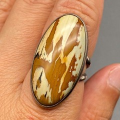 Vintage Owyhee Picture Jasper Sterling Silver Ring Size 8.75