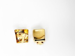 Dior Women’s Gold Tone Concave Clip-on Rectangle Earrings