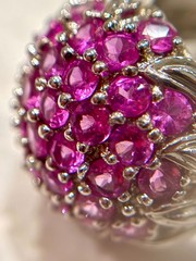 VTG Pink Topaz Ring Cluster 925 Sterling Silver Size 7.75 Estate Floral Bouquet