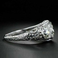 3.56Ct Art Deco Style Lab Created Diamond Engagement 14K White Gold Finish Ring