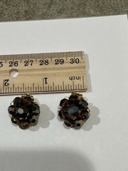 Estate Marvella Brand AB Finish Crystal & Gold Clip-on Earrings (1 Oz) Vintage