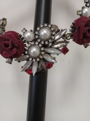 vintage jewelry Velvet Rose Necklace, Goth, Brooch, Earrings. Unique/Rare