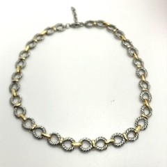 Vintage 2-tone Unique Link Chain Twisted Cable Design Adj. Necklace