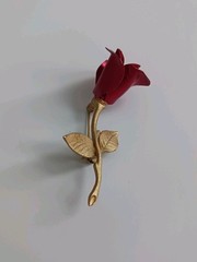 Vintage Avon Rose Brooch Gold Brass Pin 1980s 1990s 1970s Costume Jewelery