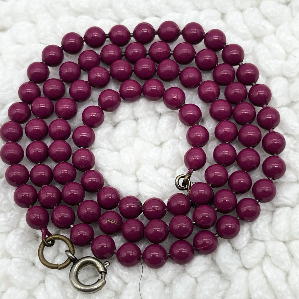 Burgundy Wine Bead Minimalist Necklace HEAVY READ 18″