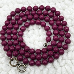 Burgundy Wine Bead Minimalist Necklace HEAVY READ 18″