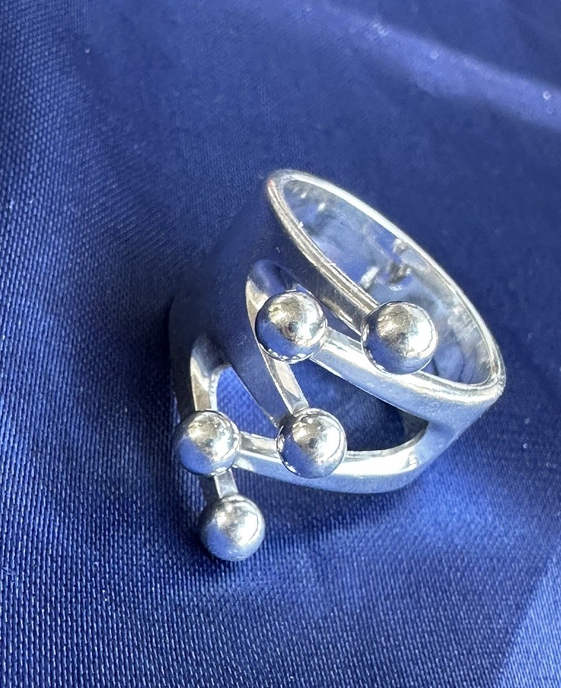 A.G. Ecker Anna Greta Sterling Silver Jester Crown Ring Norway 1960s-70s Vtg