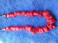 chinese china fine Necklace yes of Deep Red Bamboo Coral nuggets accented