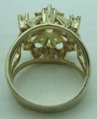 BEAUTIFUL VINTAGE ESTATE WHITE STONE STERLING SILVER VERMEIL SNOWFLAKE RING, 8