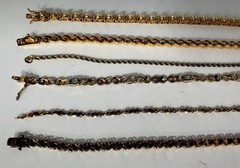 Vtg Sterling Silver Gold Tennis Chain Bracelets Lot of 6 Diamond Aquamarine