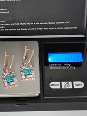 Vintage 1990-s 14 Ct Rolled Gold Aquamarine Zircons Earrings – Hallmarked 585 RG