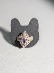 VTG SterlingSilver FAS Marcasite Amethyst Shield RingS6.5 February Birthstone