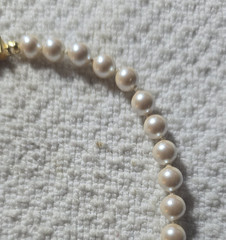 Monet Classic Hand Knotted Faux Pearl 16.5” Necklace Box Clasp Vintage Signed