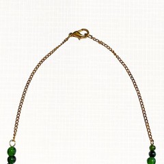 Vintage Necklace Green Art Glass Boho Gold Tone Chain Beaded Handmade Bib 17.75″