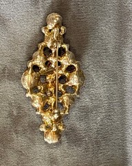 Vintage Art Deco Rhinestone Brooch Silver Tone Marquise Diamond Openwork Pin