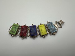 Antique Colored Tile Chain Boho Bracelet 6.5” X 4.5cm JB21
