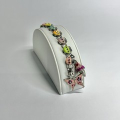CHARM IT Cupcake Enamel Charms Silver Tone Vintage Bracelet Jewelry Br234