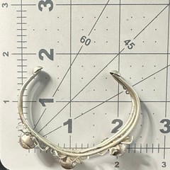 1940s vintage silver alloy floral art glass cabochons adjustable cuff bracelet