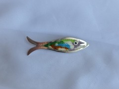 JOSE FEDERICO TAXCO Mexican Sterling Silver Rainbow Guilloche Enamel Fish Pin