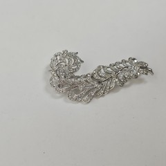 Kenneth Jay Lane KJL NR Crystal Rhinestone Pave Feather Plume Brooch Pin 3.25″