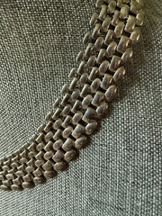 Vintage Necklace Basket Weave Panther Link Necklace Silver Tone Choker Career