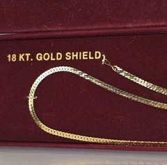 ESTATE Vintage Ferarri 18KT Gold Shield Chain & Bracelet Set in Original Box