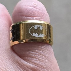 Vintage Batman Ring LOT Size 12 Silver Metal Band Symbol Stamped TM & DC Comics