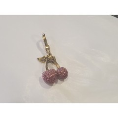 Juicy Couture Pink Cherry Charm Vintage Y2K Jewelry Pave Crystal