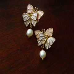 Vintage Enamel Flower Brooch Earring Pearl Women Clothing Party Accessories Gift