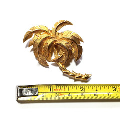 Palm Tree Brooch Pin Brushed Textured Gold Tone 2 inches Tropical Vintage Estate
