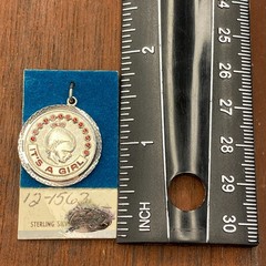 Vintage Griffith 925 Sterling Silver “It’s A Girl” Baby Profile Pendant Charm