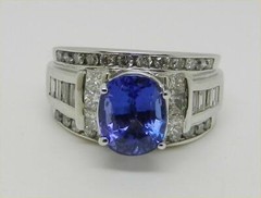 Vintage 14K White Gold 2.21 Cts Tanzanite 1.00 Ct Diamond Ring Size 5 – LB3282