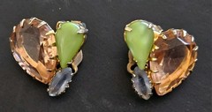 Vtg JULIANA D&E Cluster Faceted Multicolor Rhinestone Brooch & Clip-On Earrings