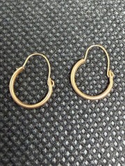Vintage Stamped Solid 14kt Gold Hoop Earrings 0.37g New Old Stock!