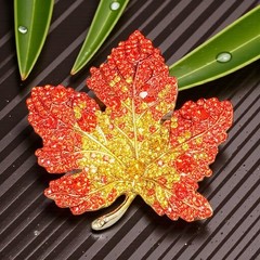 Leaf Brooch Pin, Maple Leaf brooch, rhinestone brooch, Autumn Fall brooch