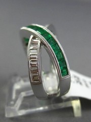 ESTATE WIDE .99CT DIAMOND & EMERALD 14KT GOLD INFINITY X LOVE CRISS CROSS RING