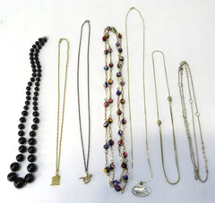 Vintage LOT of 7 Necklaces / Assorted Sizes & Colors horse black bead column